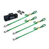 510435 1 x 10 Motorcycle Ratchet Tie-Down Pack with Integrated Soft Loops S-Hooks  Keepers - Lime Green