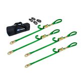 510445 1 x 6 Motorcycle Ratchet Tie-Down Pack with Integrated Soft Loops Flat Snap Hooks - Lime Green