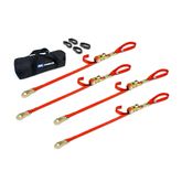 510448 1 x 6 Motorcycle Ratchet Tie-Down Pack with Integrated Soft Loops Flat Snap Hooks - Orange