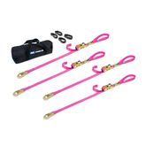 510449 1 x 6 Motorcycle Ratchet Tie-Down Pack with Integrated Soft Loops Flat Snap Hooks - Pink