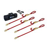 510453 1 x 10 Motorcycle Ratchet Tie-Down Pack with Integrated Soft Loops Flat Snap Hooks - Red