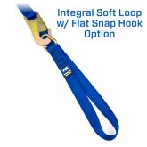 510453 1 x 10 Motorcycle Ratchet Tie-Down Pack with Integrated Soft Loops Flat Snap Hooks - Red 2