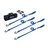 510502 1 x 6 Motorcycle Cam Tie-Down Pack with Integrated Soft Loops S-Hooks - Blue