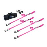 510509 1 x 6 Motorcycle Cam Tie-Down Pack with Integrated Soft Loops S-Hooks - Pink