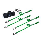510515 1 x 10 Motorcycle Cam Tie-Down Pack with Integrated Soft Loops S-Hooks - Lime Green