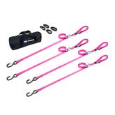 510529 1 x 6 Motorcycle Cam Tie-Down Pack with Integrated Soft Loops S-Hooks  Keepers - Pink