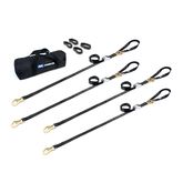 510541 1 x 6 Motorcycle Cam Tie-Down Pack with Integrated Soft Loops Flat Snap Hooks - Black
