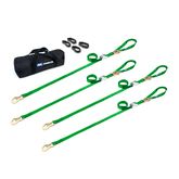 510555 1 x 10 Motorcycle Cam Tie-Down Pack with Integrated Soft Loops Flat Snap Hooks - Lime Green