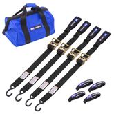 511011 2 x 6 Motorcycle Ratchet Pack with Integrated Soft Loops S-Hooks - Black