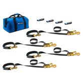 511167 Two 6  Two 8 Super Pack Tie-Down Strap Kit with Integrated Axle Straps Direct Hook Ends - Black