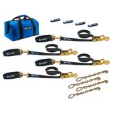 511619 2 x 8 Pro Pack Premium Tie-Down Strap Kit with 24 Axle Strap Direct Hook Ends  Chain Extensions - Black