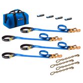 512101 2 x 8 UTV Tie-Down Pack with Direct Hook  Chain Extension - Blue