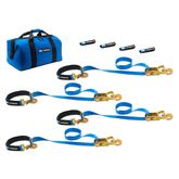 512116 2 x 6 Super Pack Tie-Down Strap Kit with Integrated Axle Straps Direct Hook Ends - Blue