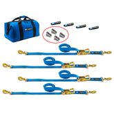 512281 2 x 8 Tie-Down Strap Pack with Sewn Fixed Ends  Weld-On Axle Housing Brackets - Blue