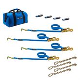 512521 Factory Transit J-Hook Tie-Down Pack with Direct Hook End  Chain Extensions - Blue