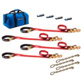 513101 2 x 8 UTV Tie-Down Pack with Direct Hook  Chain Extension - Red