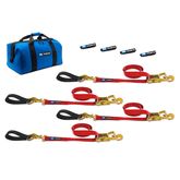 513217 Two 6  Two 8 Ultra Pack Tie-Down Straps with Detachable Axle Straps Direct Hook Ends - Red