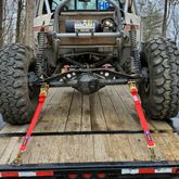 513281 2 x 8 Tie-Down Strap Pack with Sewn Fixed Ends  Weld-On Axle Housing Brackets - Red 5