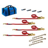 513522 Factory Transit T-Hook Tie-Down Pack with Direct Hook End  Chain Extensions - Red