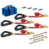 513657 2 x 6 Pro Pack Premium Tie-Down Strap Kit with 40 Axle Strap Direct Hook Ends  Chain Extensions - Red