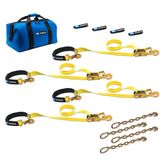 514127 Two 6  Two 8 Super Pack Tie-Down Strap Kit with Integrated Axle Straps Direct Hook Ends  Chain Extensions - Yellow