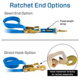 514219 2 x 10 Ultra Pack Tie-Down Straps with Detachable Axle Straps Direct Hook Ends - Yellow 5