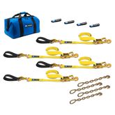 514228 2 x 8 Ultra Pack Tie-Down Straps with Detachable Axle Straps Direct Hook Ends  Chain Extensions - Yellow