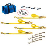 514272 2 x 6 Tie-Down Strap Pack with Direct Hook Ends Chain Extensions  Weld-On Axle Housing Brackets - Yellow