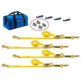 514281 2 x 8 Tie-Down Strap Pack with Sewn Fixed Ends  Weld-On Axle Housing Brackets - Yellow