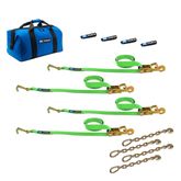 515521 Factory Transit J-Hook Tie-Down Pack with Direct Hook End  Chain Extensions - Lime Green