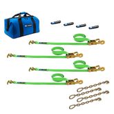 515523 Factory Transit R-Hook Tie-Down Pack with Direct Hook End  Chain Extensions - Lime Green