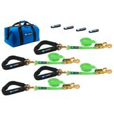 515658 2 x 8 Pro Pack Premium Tie-Down Strap Kit with 40 Axle Strap Direct Hook Ends - Lime Green