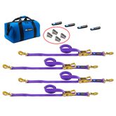 516271 2 x 6 Tie-Down Strap Pack with Sewn Fixed Ends  Weld-On Axle Housing Brackets - Purple