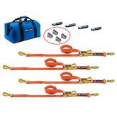 518271 2 x 6 Tie-Down Strap Pack with Sewn Fixed Ends  Weld-On Axle Housing Brackets - Orange
