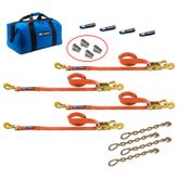 518282 2 x 8 Tie-Down Strap Pack with Direct Hook Ends Chain Extensions  Weld-On Axle Housing Brackets - Orange