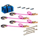 519101 2 x 8 UTV Tie-Down Pack with Direct Hook  Chain Extension - Pink