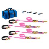 519108 2 x 8 Super Pack Tie-Down Strap Kit with Integrated Axle Straps Sewn Fixed Ends - Pink