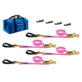519216 2 x 6 Ultra Pack Tie-Down Straps with Detachable Axle Straps Direct Hook Ends - Pink