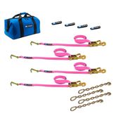 519521 Factory Transit J-Hook Tie-Down Pack with Direct Hook End  Chain Extensions - Pink