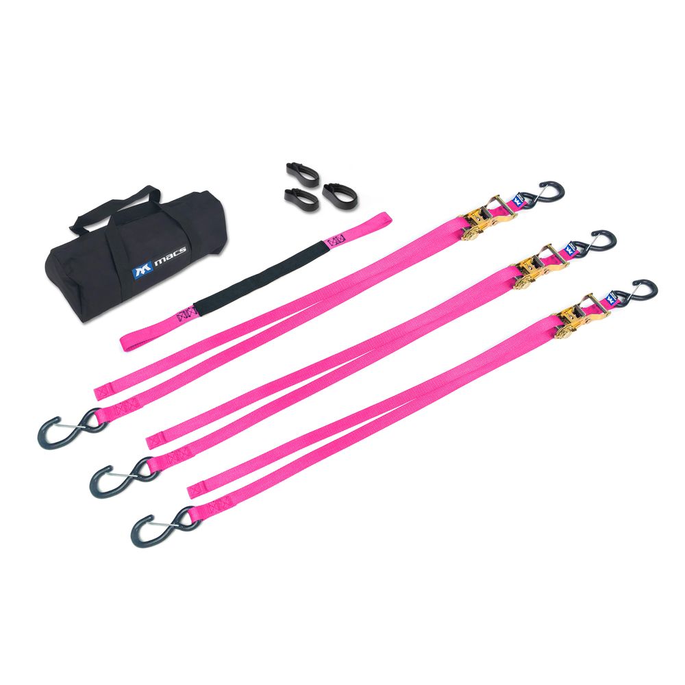Pink Mac Ratchets 9' Aircraft Ratchet Strap Pack - Pink | Mac's Custom Tie-Downs